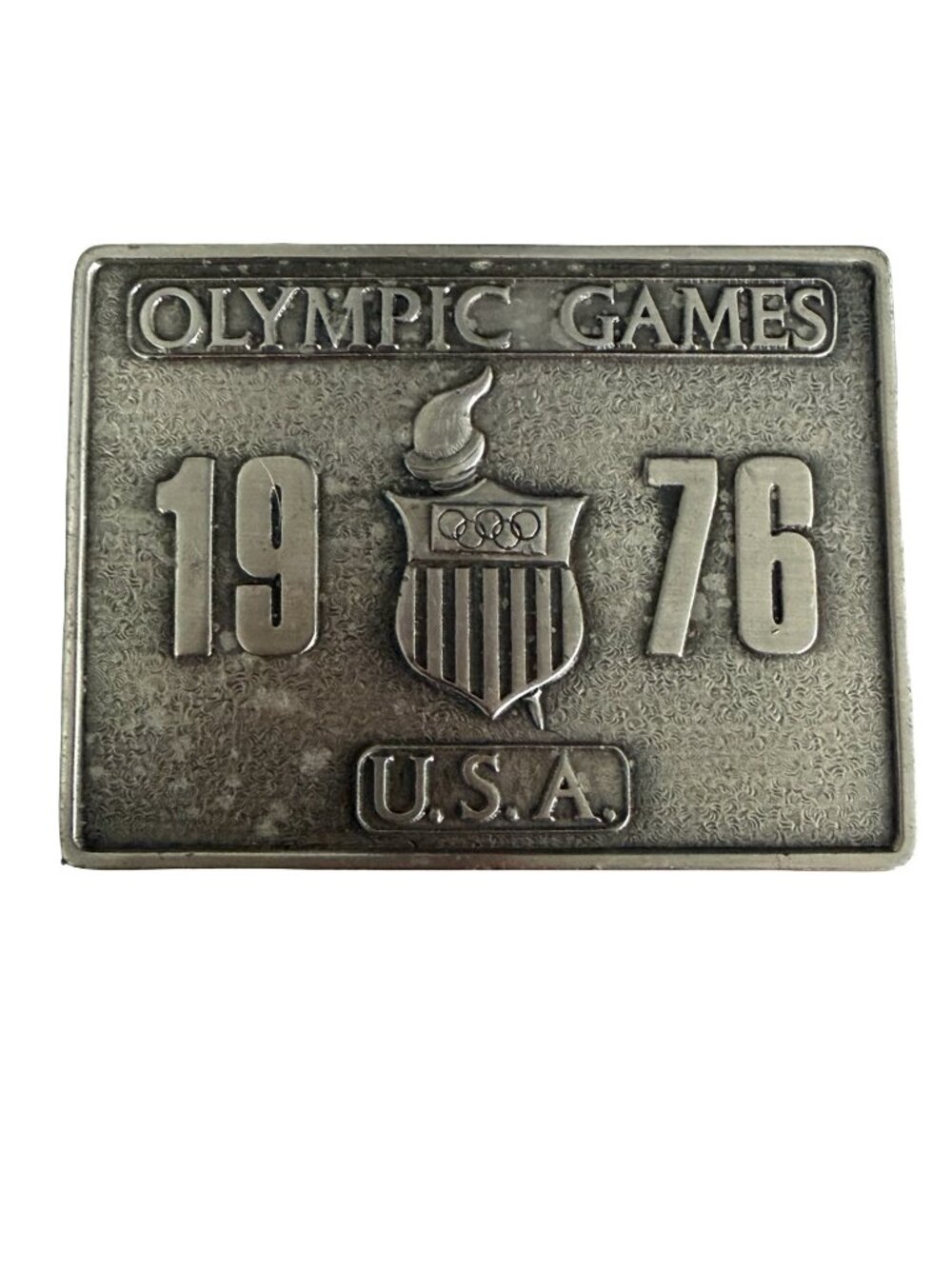 1976 Olympic Games USA Belt Buckle Bergamot Brass Works Pewter Tone Vintage
